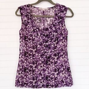 Rachel Roy Purple & Cream Fray Pleated Top XS